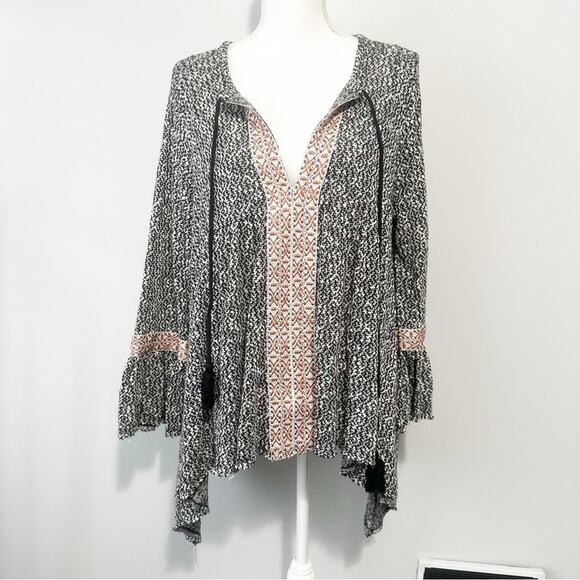 Anamá Anthroplogie Black and White patterned Knit Sweater blouse oversized large - Picture 2 of 10